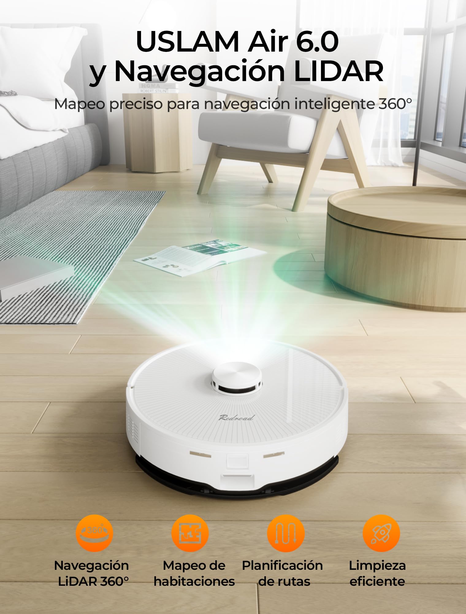 R10 Robot Aspirador y Fregasuelos con Mapeo, Aspira y Friega Suelos, Vaciado Automático de Polvo de 4L, Doble Navegación LiDAR + IMU, Zonas Prohibidas y Muros Virtuales, Control App, Alexa y Google
