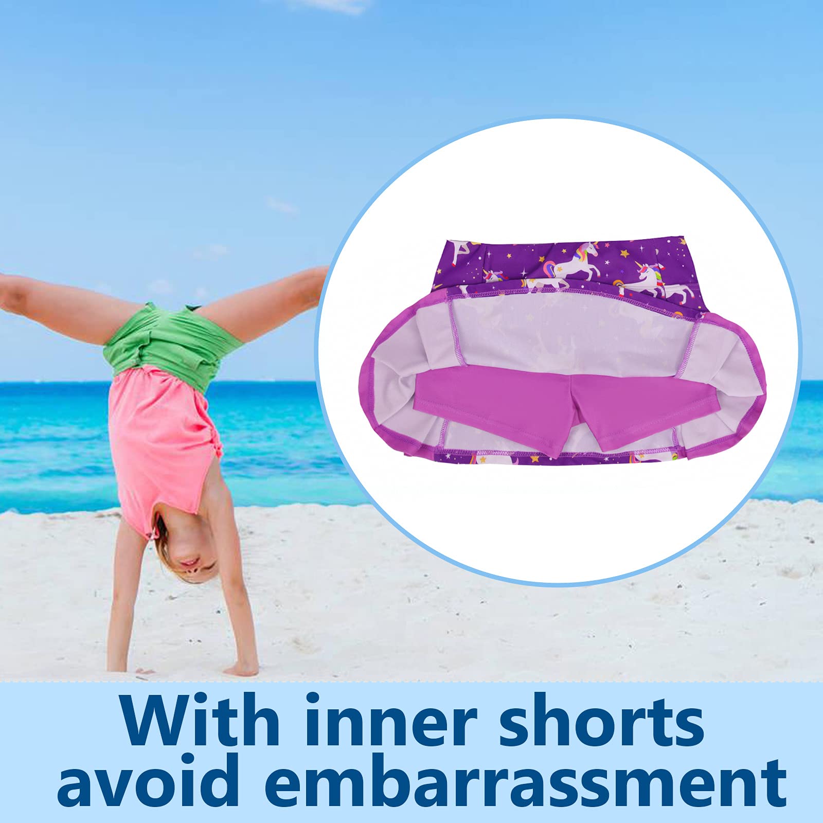 weVSwe Bañador para niña UPF 50+, protección de Manga Larga, Dos Piezas, Nudo de Lazo, Traje de baño Rash Guard con Volantes, puños raros