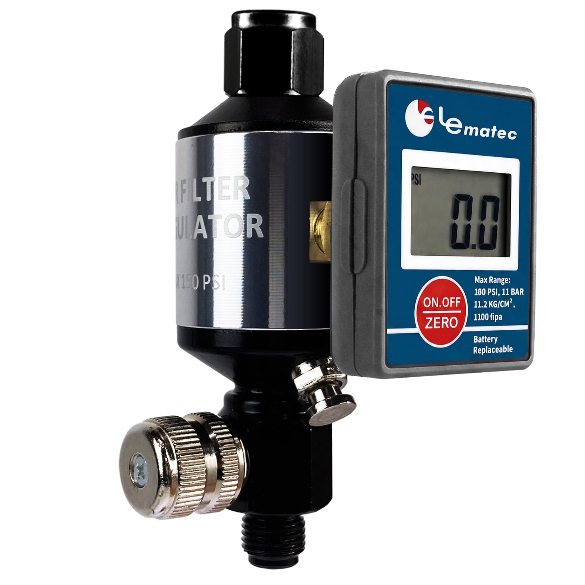 LE LEMATEC Regulador de filtro de aire comprimido, filtro de compresor, separador de aceite y agua, combo con medidor digital.