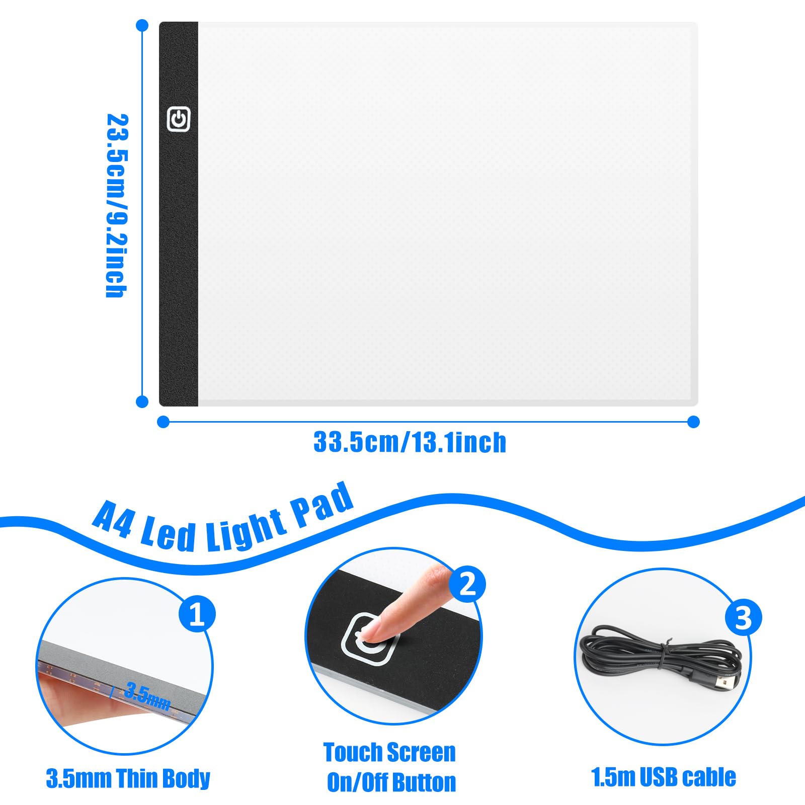 VFANDV Mesa de Luz A4 Con Brillo Ajustable - Tableta LED para Dibujo y Diseño - Light Board Con Cable USB para Bocetos y Pintura de Diamante 5D