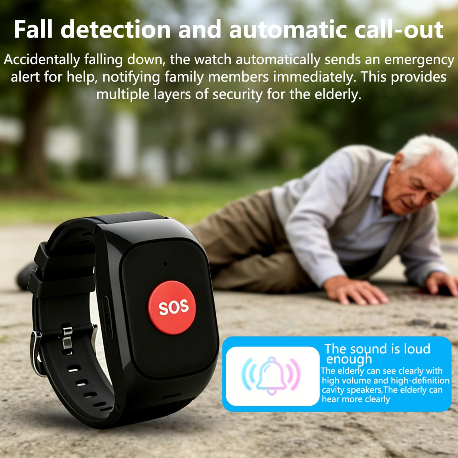 Montre Connectée avec Détection De Chute pour Seniors | Montre D'alerte De Chute Avec Suivi Gps Et Fonction Sos, Appels Bidirectionnels Et Suivi Par Les Aidants, Géorepérage