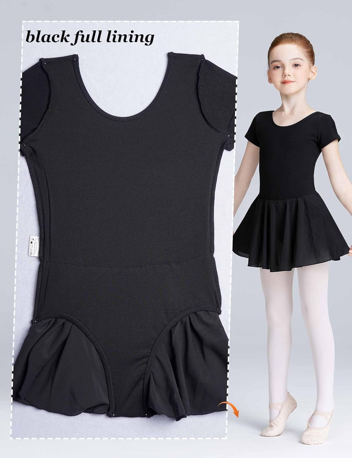 Daydance Skirted Leotards Girls Short Sleeve Leotard Dress for Ballet, Dance - Image 4