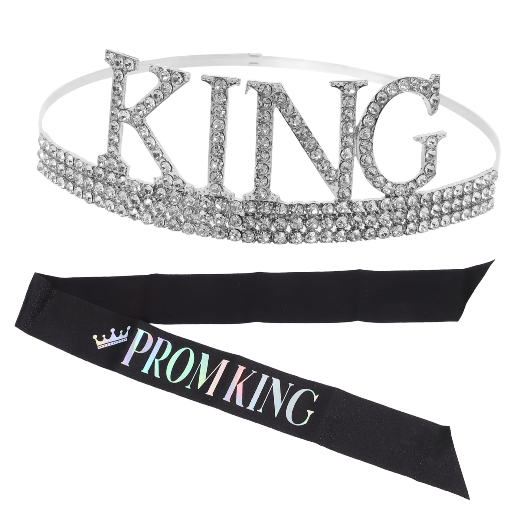 Abaodam Luxury Adult Crowns for Men Sash and Crown Set Elegant Party Accessory for Prom Birthday and Costumes