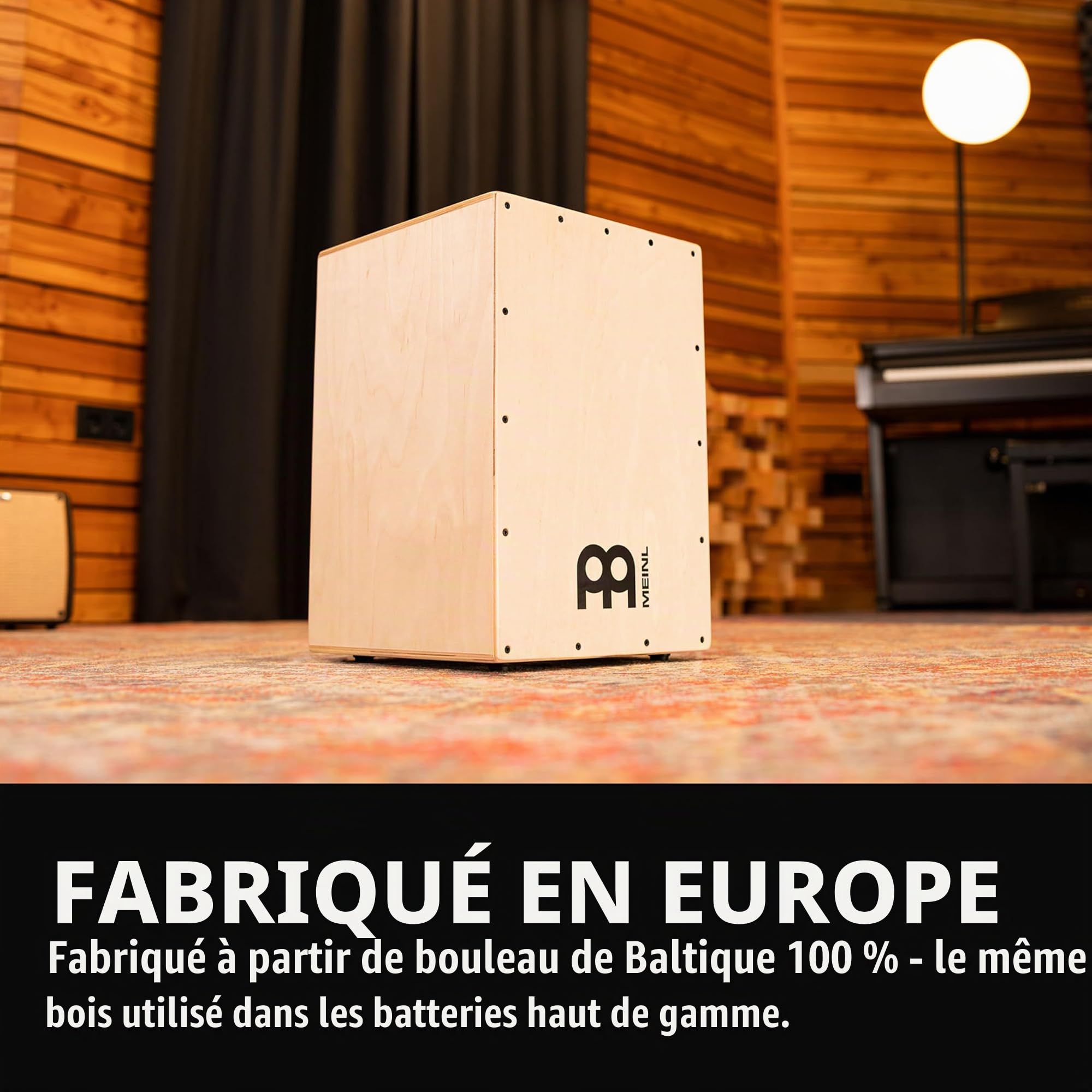 Meinl Percussion Headliner Cajon Instrument – Cajon compact avec caisse claire et son grave – Bouleau Baltique, Naturel (HCAJ100NT)
