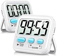 Antonki 2 Pack Magnetic Digital Kitchen Timer for Kids - Countdown Timer with Loud/Silent Alarm, Memory, Batteries Included