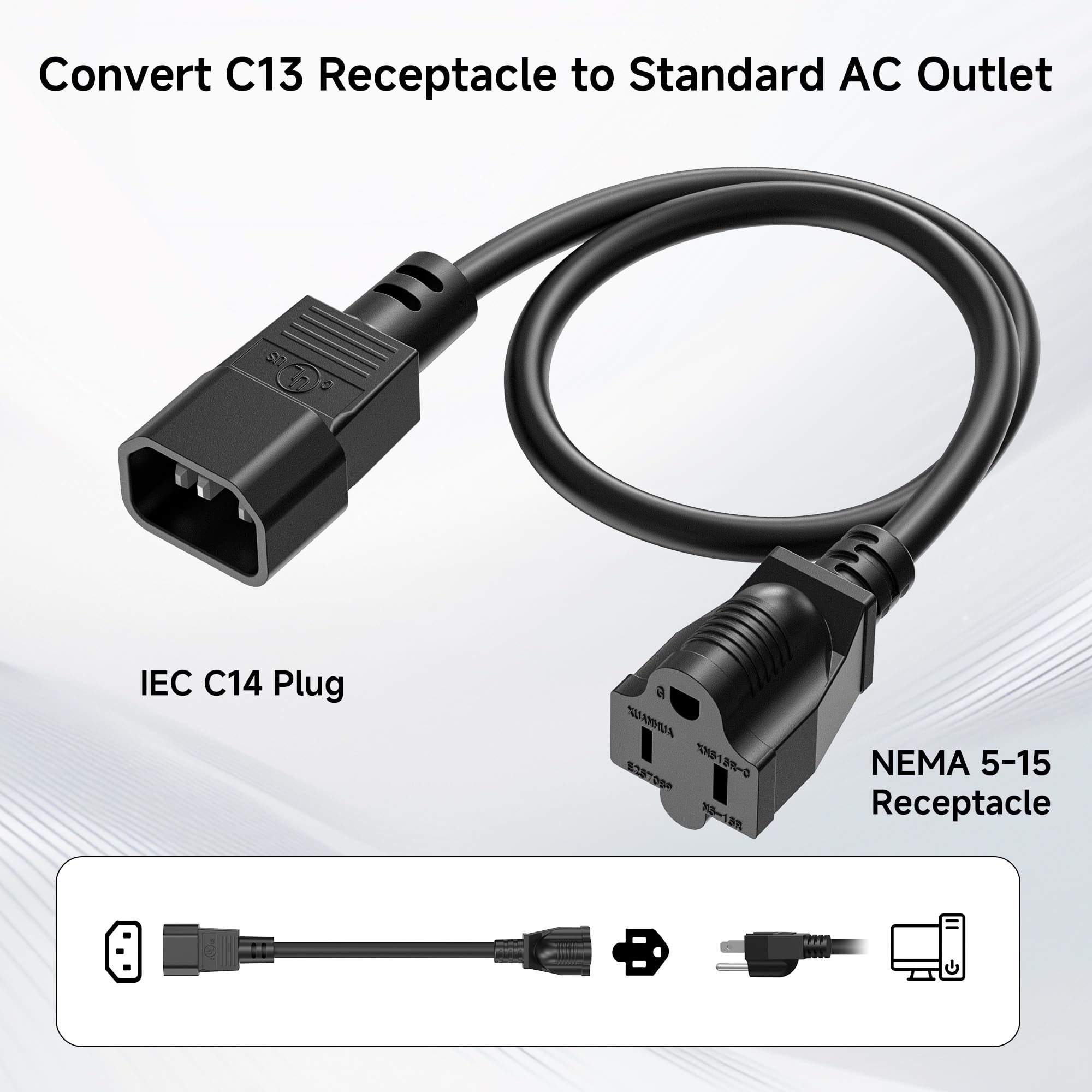 XT-XINTE PDU-Netzteil APC-USV IEC C14-Stecker Auf C19-Adapter