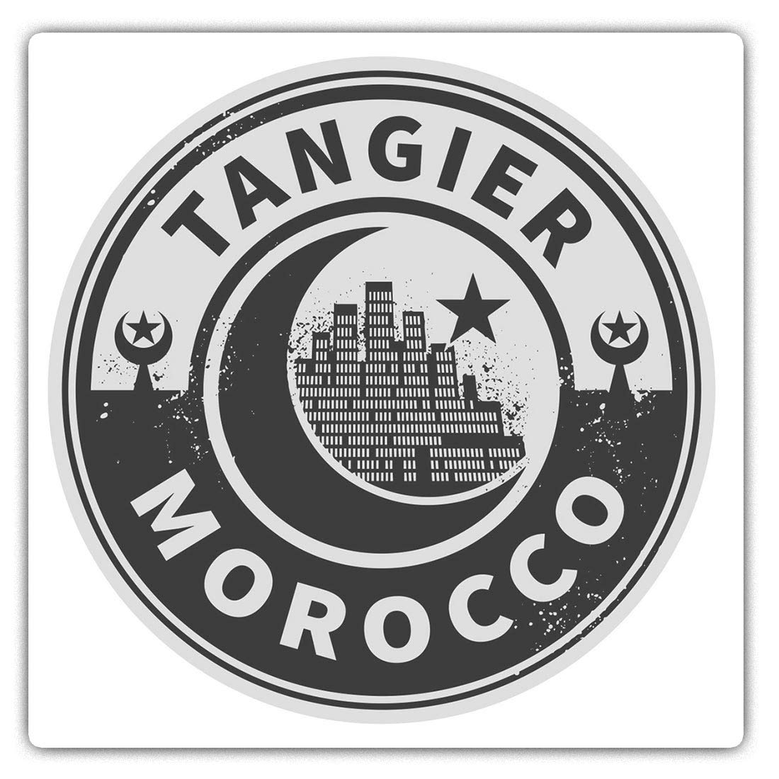 Destination Vinyl Ltd Multi Square Stickers (Set Of 2) 10Cm Bw - Morocco Tangier Travel Fun Decals For Laptops,Tablets,Luggage,Scrap Booking,Fridges, #40724