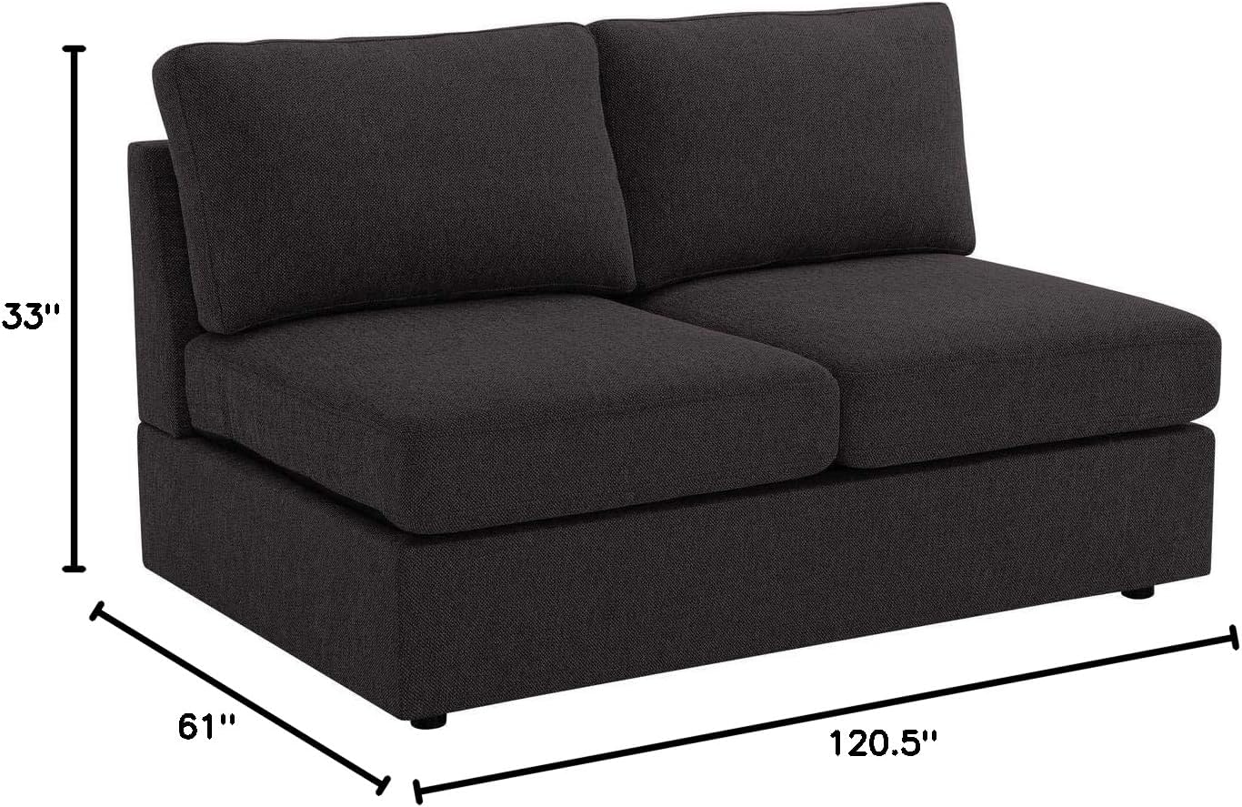 Lilola Home Dunlin Sofa with Reversible Chaise in Dark Gray Linen