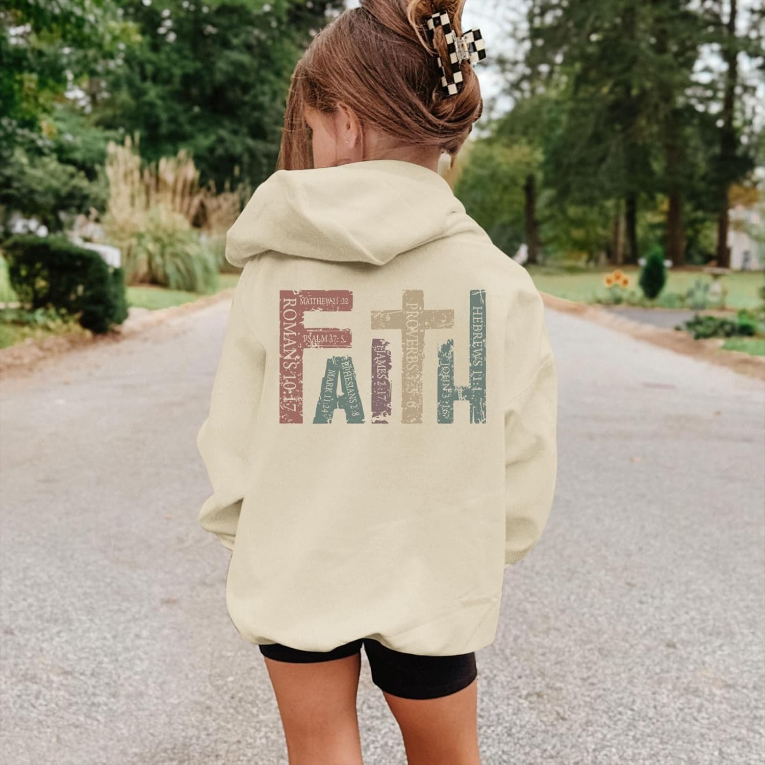 Girls Christian Hoodies Kids Jesus Faith Sweatshirts Cute Religious Graphic Sweater Inspirational God Bible Verse Top
