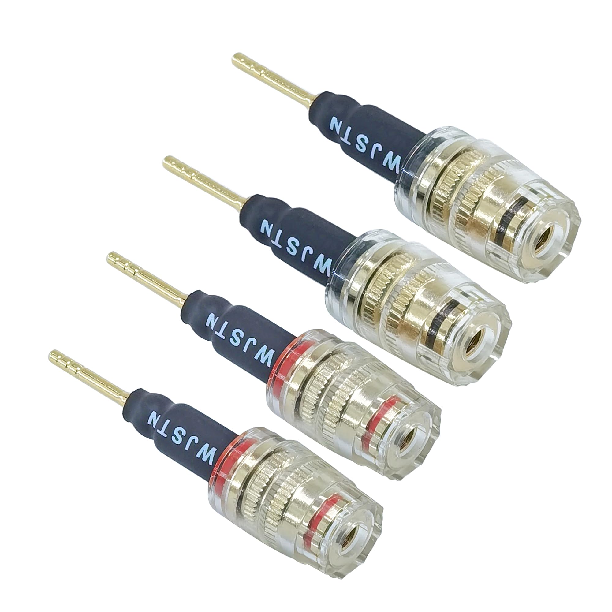 WJSTN Banana Plug to 4mm Female Jack Adapter, Speaker Audio Connectors, 4-Pack (2mm Straight pin to 4mm Female)