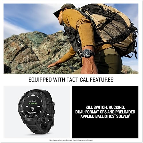 Miniatura 8 de PlayBetter Garmin Instinct Crossover AMOLED Tactical (negro) Caja de regalo de reloj inteligente GPS para exteriores, pantalla analógica,