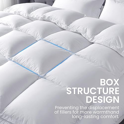 Miniatura 19 de Edredón de lujo 100% algodón orgánico para todas las estaciones, tamaño Queen, relleno de edredón de calor medio de alta potencia, 8 pestañas