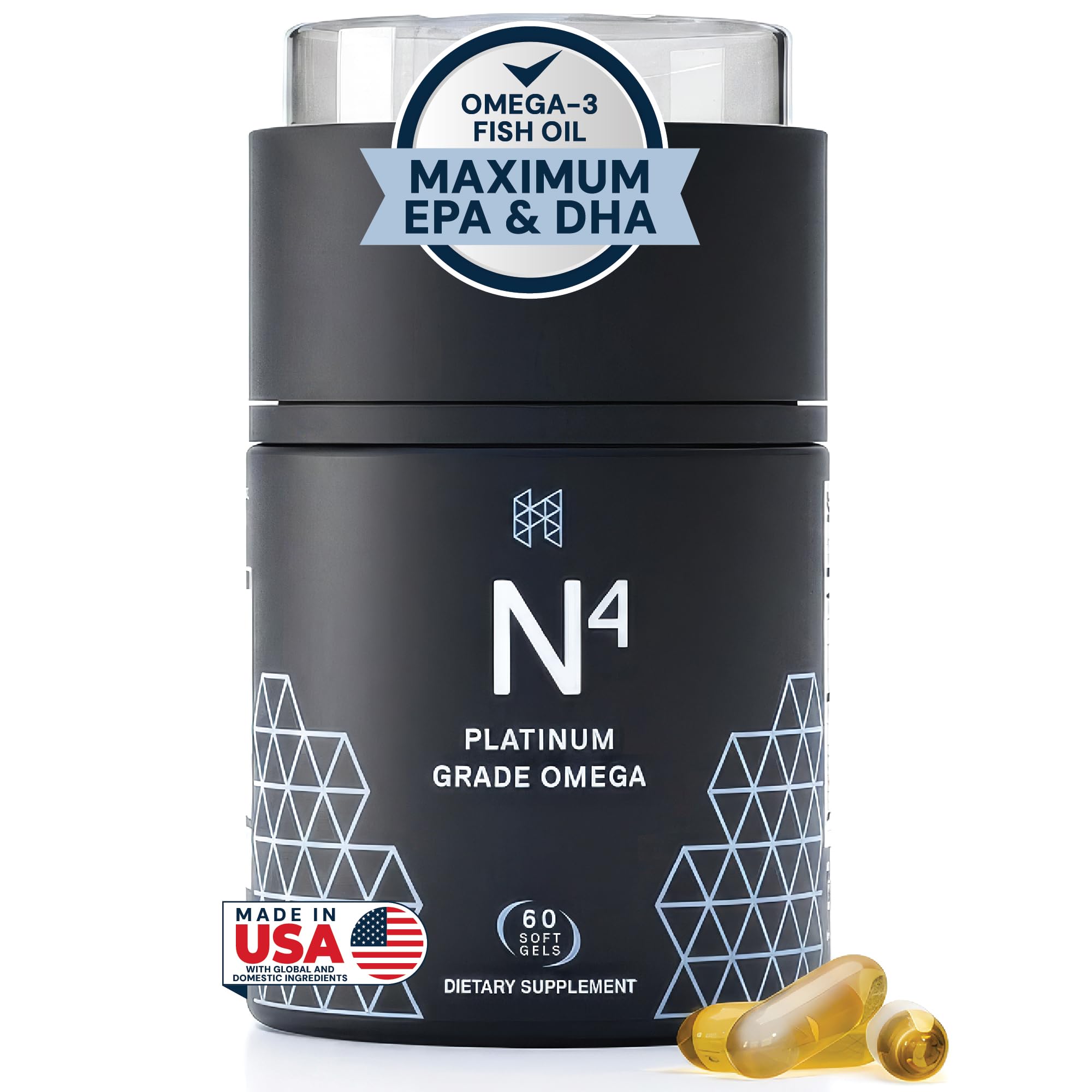 HPN Ômega-3 em cápsulas softgel, EPA/DHA 3.000 mg, 60 cápsulas