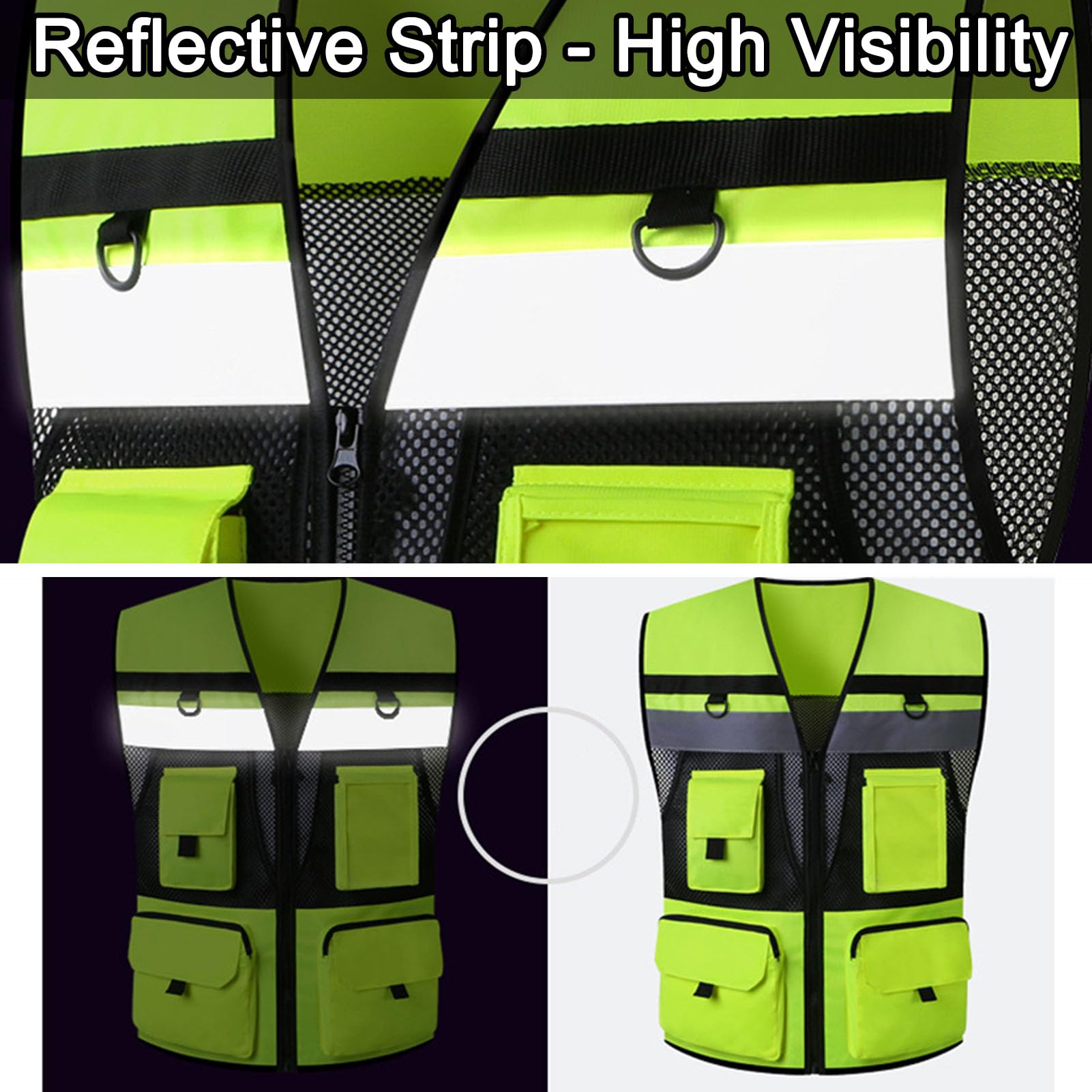 Gilet De Sécurité Jaune Fluo Personnalisable Avec Logo - Haute Visibilité, Unisexe Avec Pochette - 9