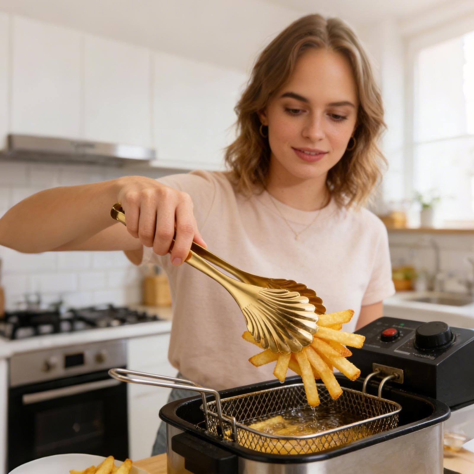 Pinzas para servir, pinzas de acero inoxidable para ensalada, bufé, barbacoa, restaurante, picnic y cocina del hogar, 9 pulgadas, utensilios duraderos y versátiles para servir en fiestas