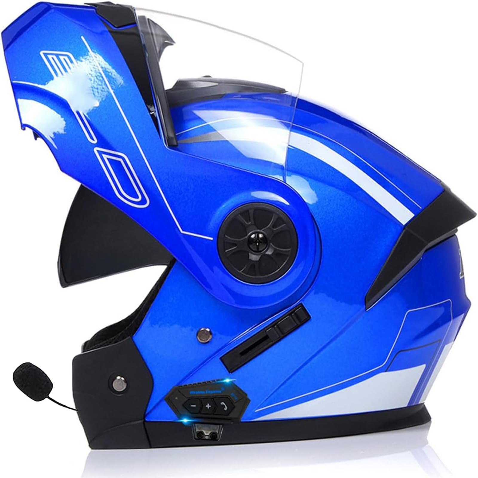 Casco Modulare Bluetooth, Casco da Moto Integrale Omologato ECE, Casco Modulare con Doppia Visiera di Comunicazione Interfono Integrato, per Adulti, Donne E Uomini Adulti Casco