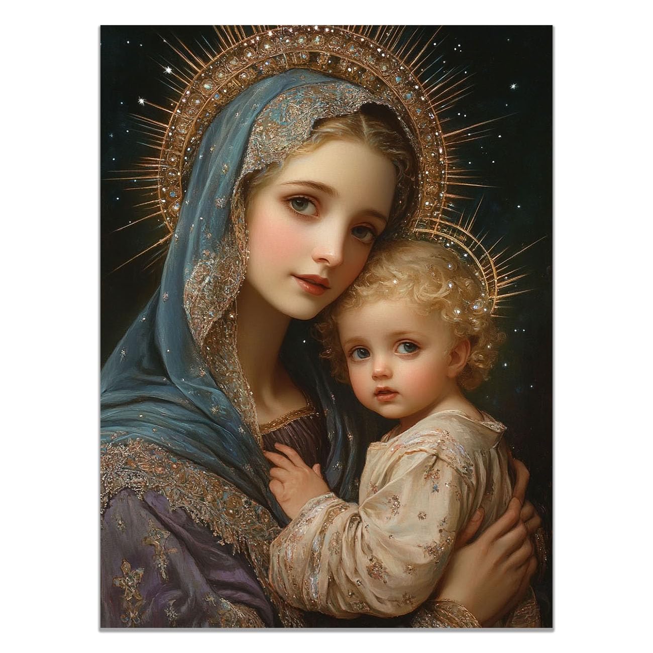 QUSAAOU Christian murals Jesus with a Lion Jesus canvas murals Canvas Wall Decor，Suitable for office,living room,bedroom and church decoration(violet)-50x70cm Unframed