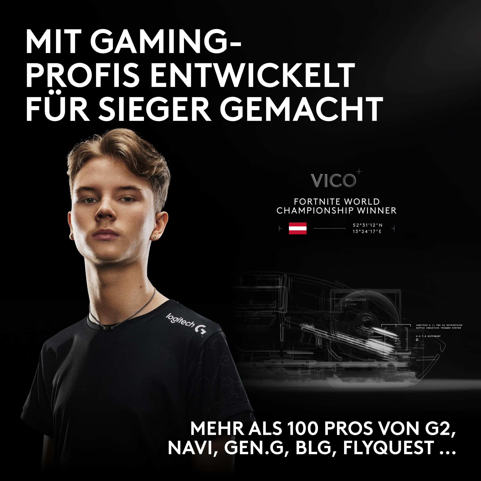 Logitech G PRO X2 SUPERSTRIKE Lightspeed kabellose Gaming-Maus, super schnell, äußerst leicht (61 g), anpassbare klick-Haptik, USB-C-Aufladung, für PC/Mac/Laptop - Weiß