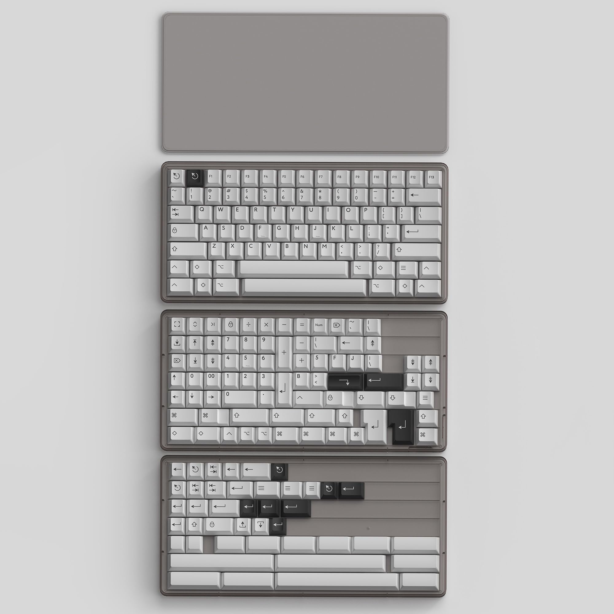 Scatola portaoggetti per keycap, 3 strati ABS trasparente vassoi custodia per Cherry DSA NP PG DA profilo 290+ copritasti (colore: inchiostro)