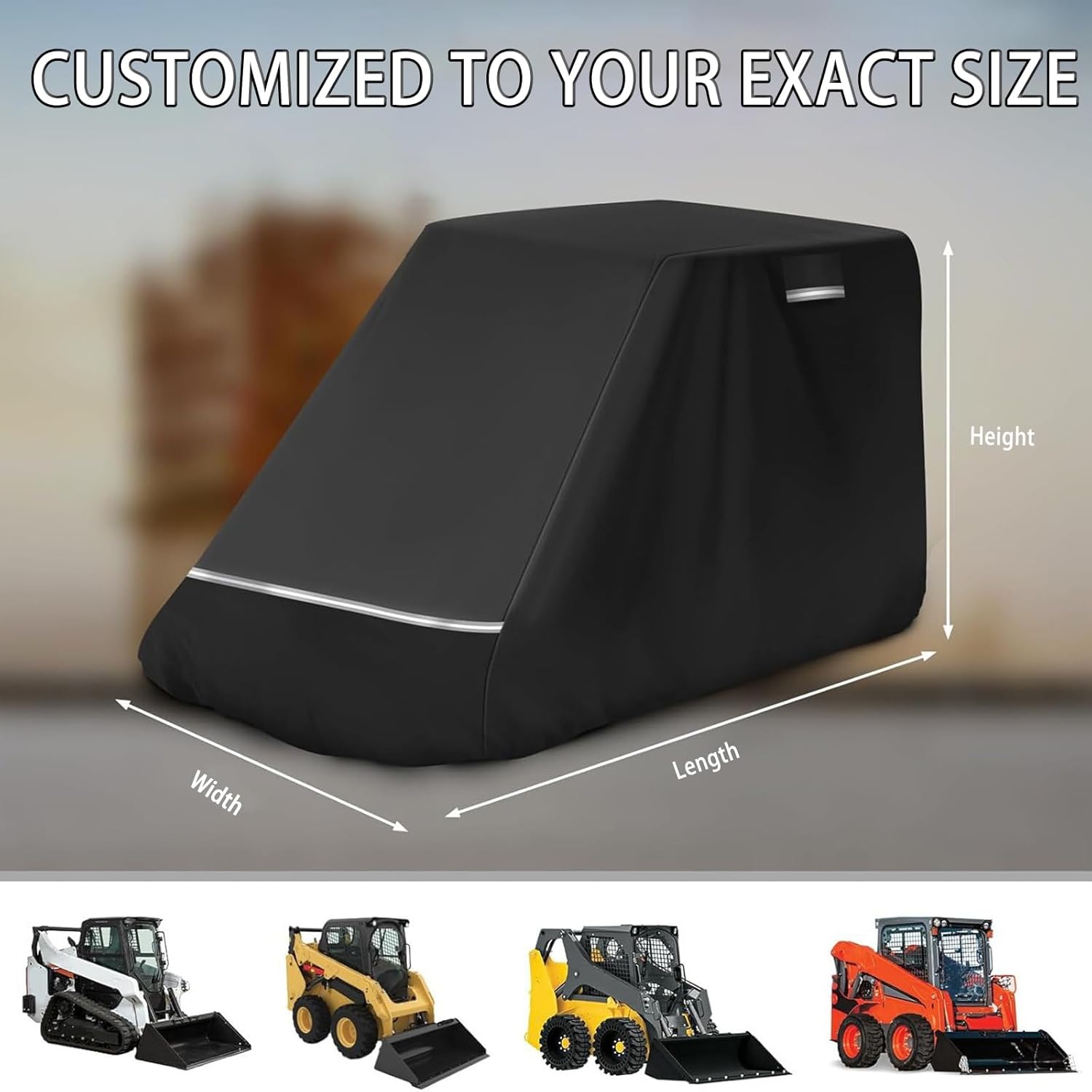 Compact Skid Steer Loader Cover for JCB 155 2009-2012, Heavy Duty Oxford Cover for Small Skid Loaders, All-Weather Skid Steer Storage Shelter,B with Cockpit