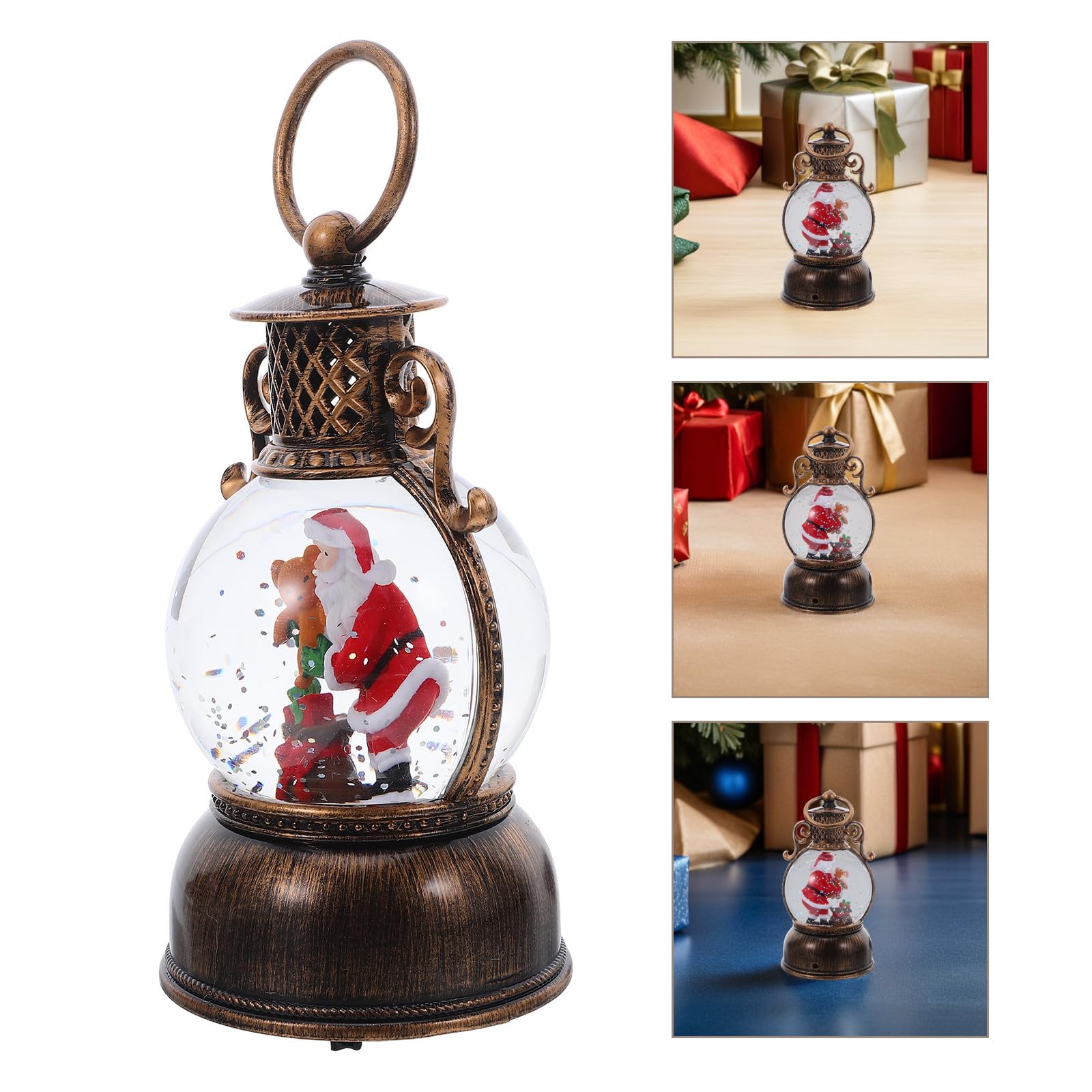 BESTonZON Bola de Nieve con Purpurina y Luz Musical en Forma de Muñeco de Nieve con Linterna para Decoraciones Navideñas Interiores y Celebraciones Familiares