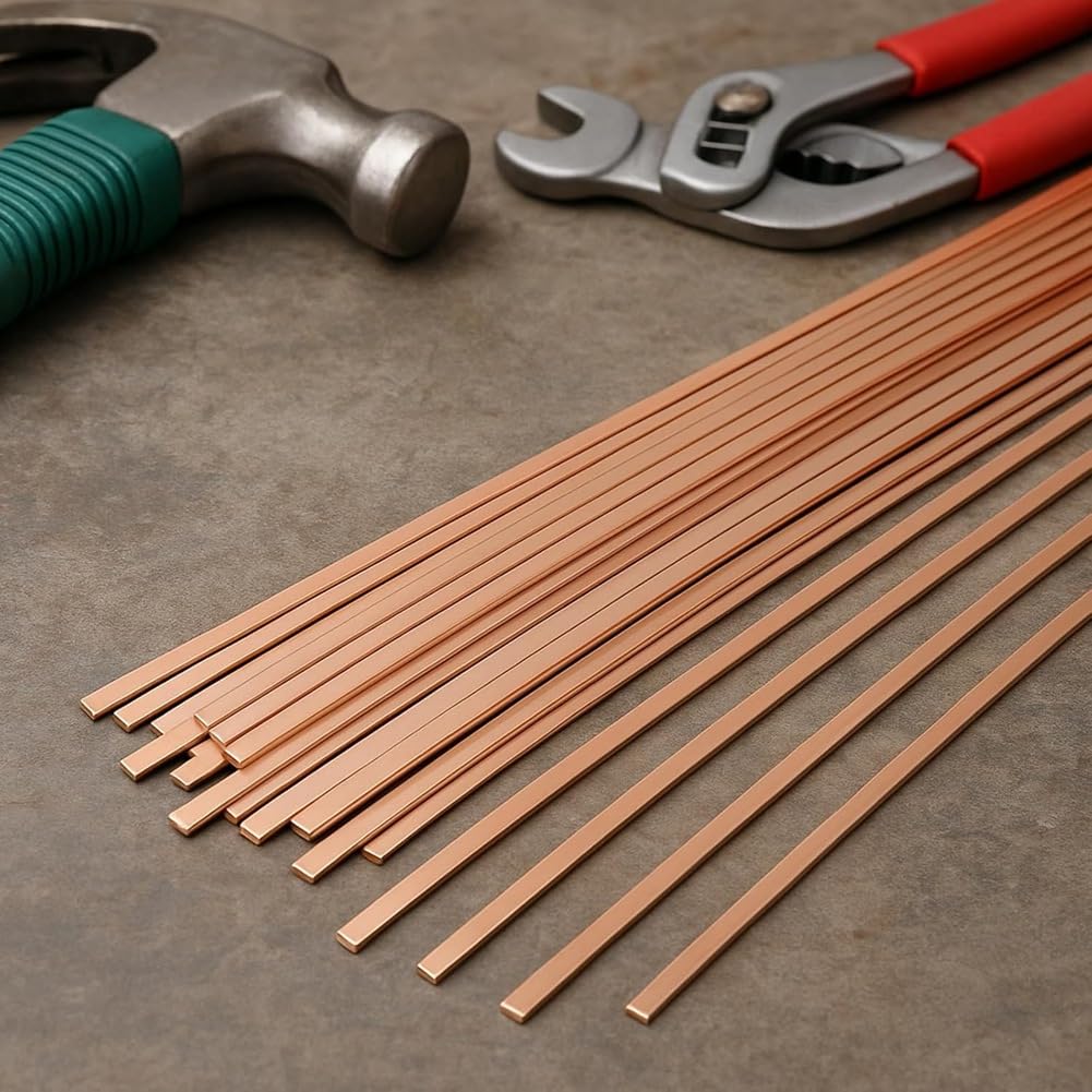 Jalzdieod 40-Stick 15% Silver Brazing Rods – Flat Phos Copper BCuP-5 Alloy, 0.050 X 1/8 X 10 Inch For HVAC, AC, Refrigeration