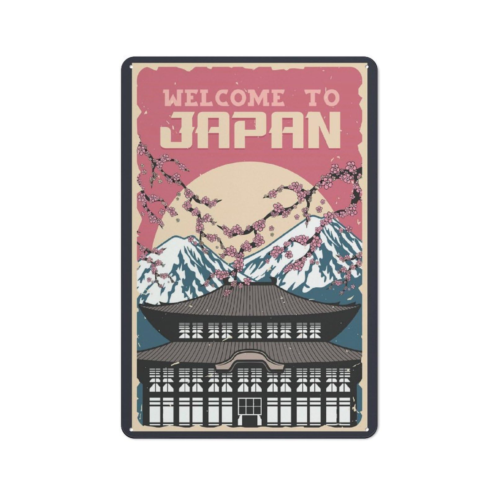 Junmoney Welcome To Japan Vintage Travel Metal Wall Sign 30X20cm Featuring For Bar Or Restaurant, For Bar Decor Enthusiasts