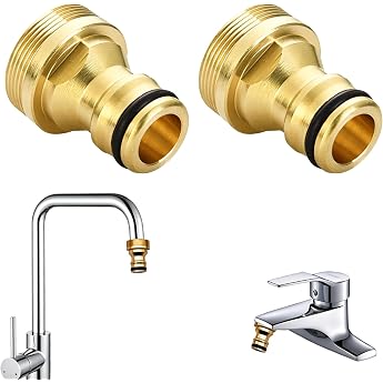 Pack of 2 Adapter Tap Garden Hose Hose Adapter 22-24 mm Hose Connection Tap Adapter Tap for Garden Quick Coupling Garden Hose Connection 2 Aluminium