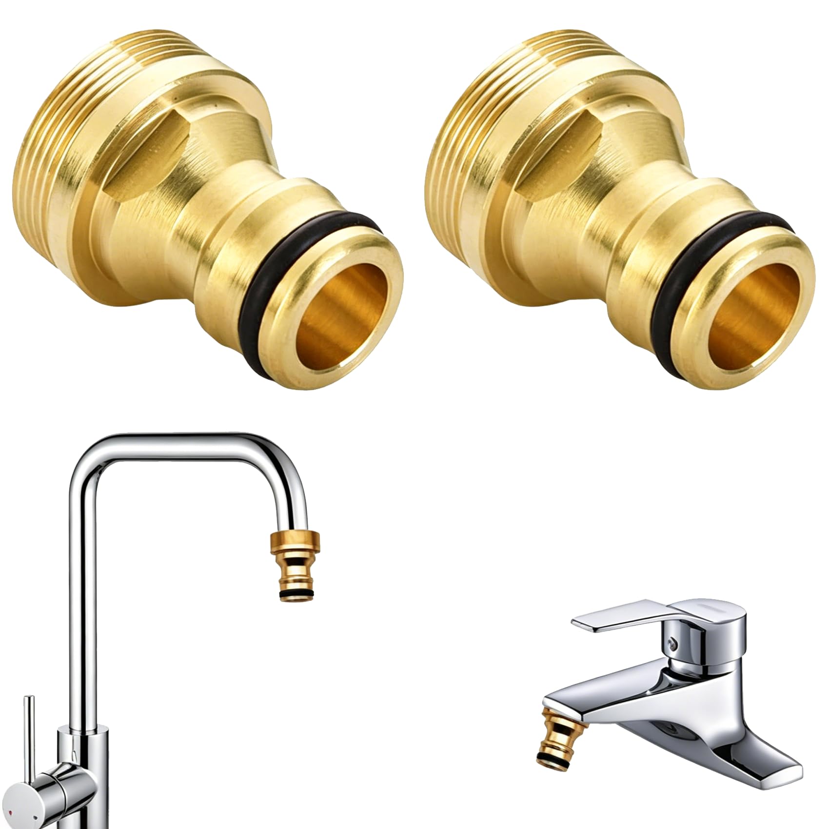 Set of 2 Adaptor Tap Garden Hose, Hose Adapter 22-24 mm Hose Connection Tap Adapter Tap for Garden Quick Coupling Garden Hose Connection-picture-12