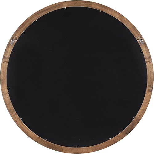 Miniatura 7 de Kate and Laurel Dessa - Espejo de pared redondo de madera de transición, 32 pulgadas de diámetro, rústico natural, espejo de tocador de baño moderno