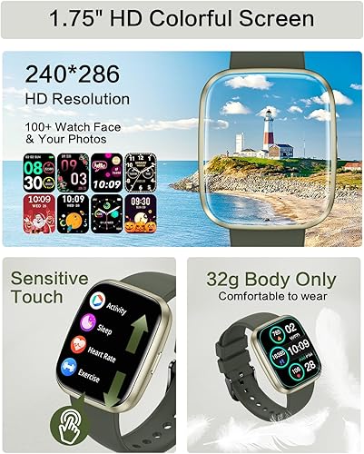 Miniatura 6 de Relojes inteligentes para hombresmujeres, llamada Bluetooth de 1.75 pulgadas, reloj inteligente de voz AI, monitor de frecuencia cardíaca 247,