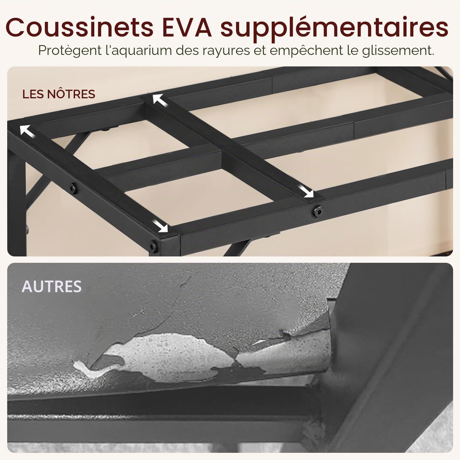 MAHANCRIS Support d'aquarium, Meuble d'aquarium 20 L, Étagère d'aquarium, Table d'aquarium à 2 étages, Support de réservoir de poisson avec étagère, Capacité de charge 204 kg, 61 x 30 x 62 cm, Marron