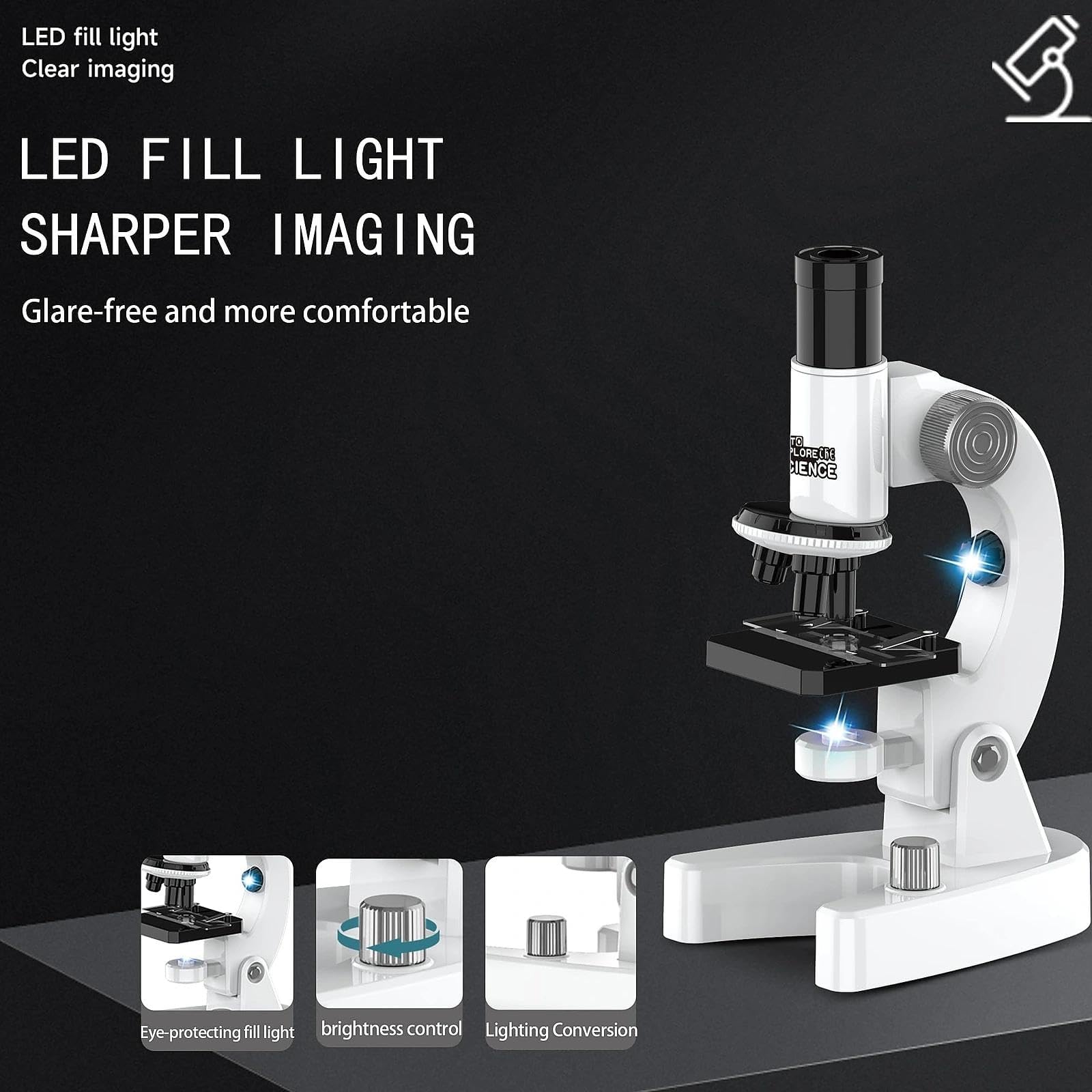 Up to 4800X Zoom Microscope for Children High Magnification Biological Science Educational Microscope with Films and Samples - Image 4