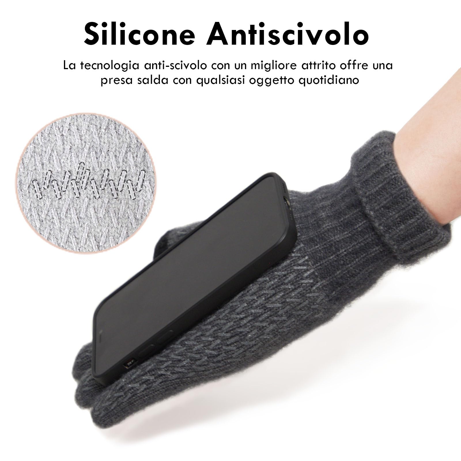 MAGISDU Guanti da donna Guanti termici invernali caldi Fodera in pile Lana Merino Touchscreen Doppio strato Grip elastico Guanti da esterno