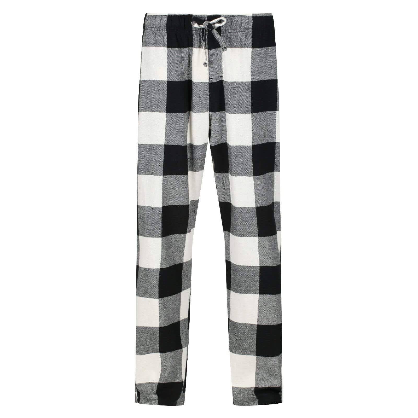 Label Cutters MENS PYJAMA BOTTOMS EX USA BRAND BRUSHED FLANNEL LOUNGE SLEEP PJ PANTS (Black White Plaid - Reg XL)