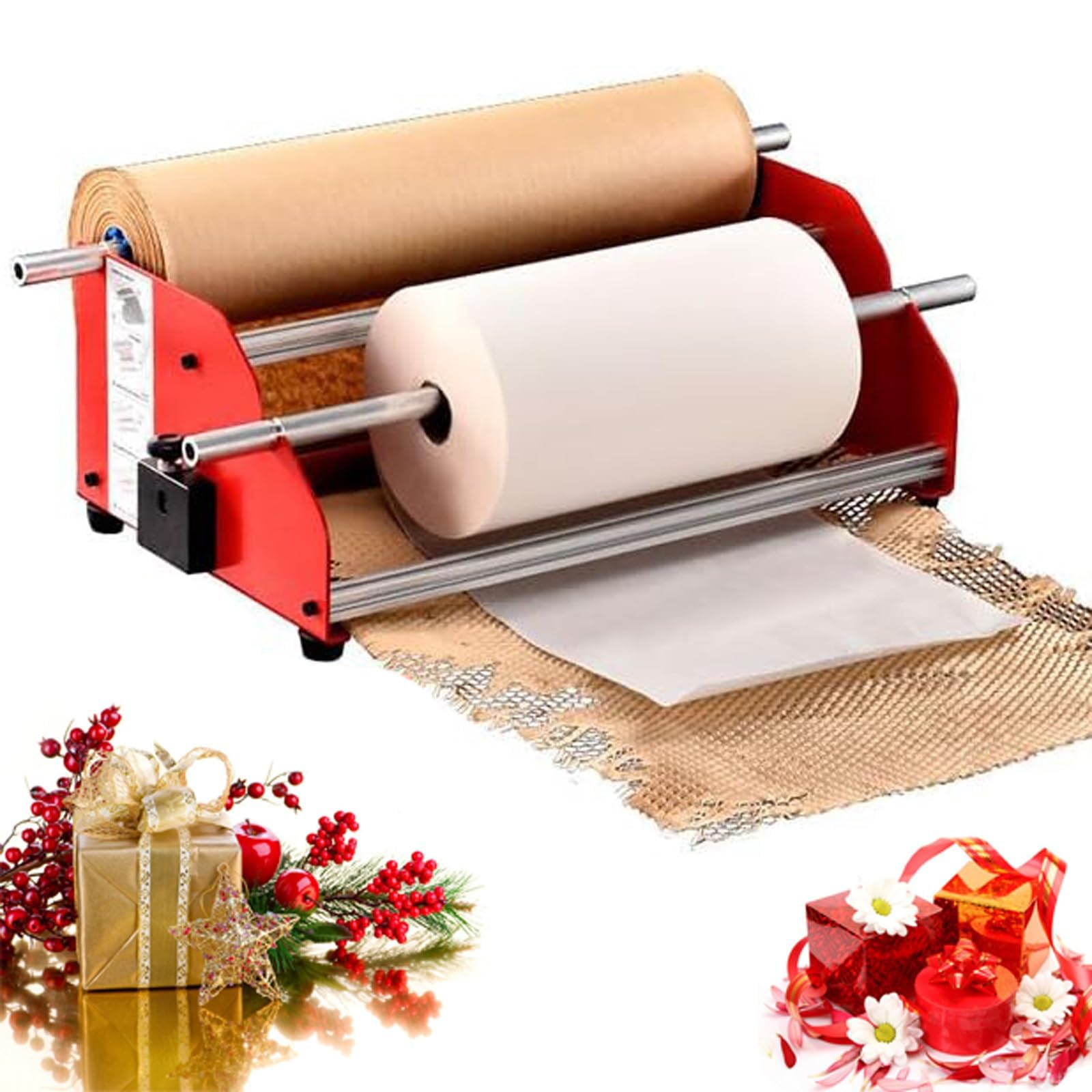 Dispenser di carta da imballaggio a nido d'ape, design a doppio asse con tampone antivibrazione, adatto per rotoli di larghezza 50 cm e lunghezza 250 m, ideale per spedizioni e imballaggi
