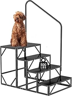 YITAHOME RV Steps Stairs with Handrail, 600 lbs Capacity Hot Tub 4 Steps Outdoor Travel Camper Steps Stainless Steel Portable Stairs Steps, Mobile Home Stairs RV Step Ladder for Spa and Porch