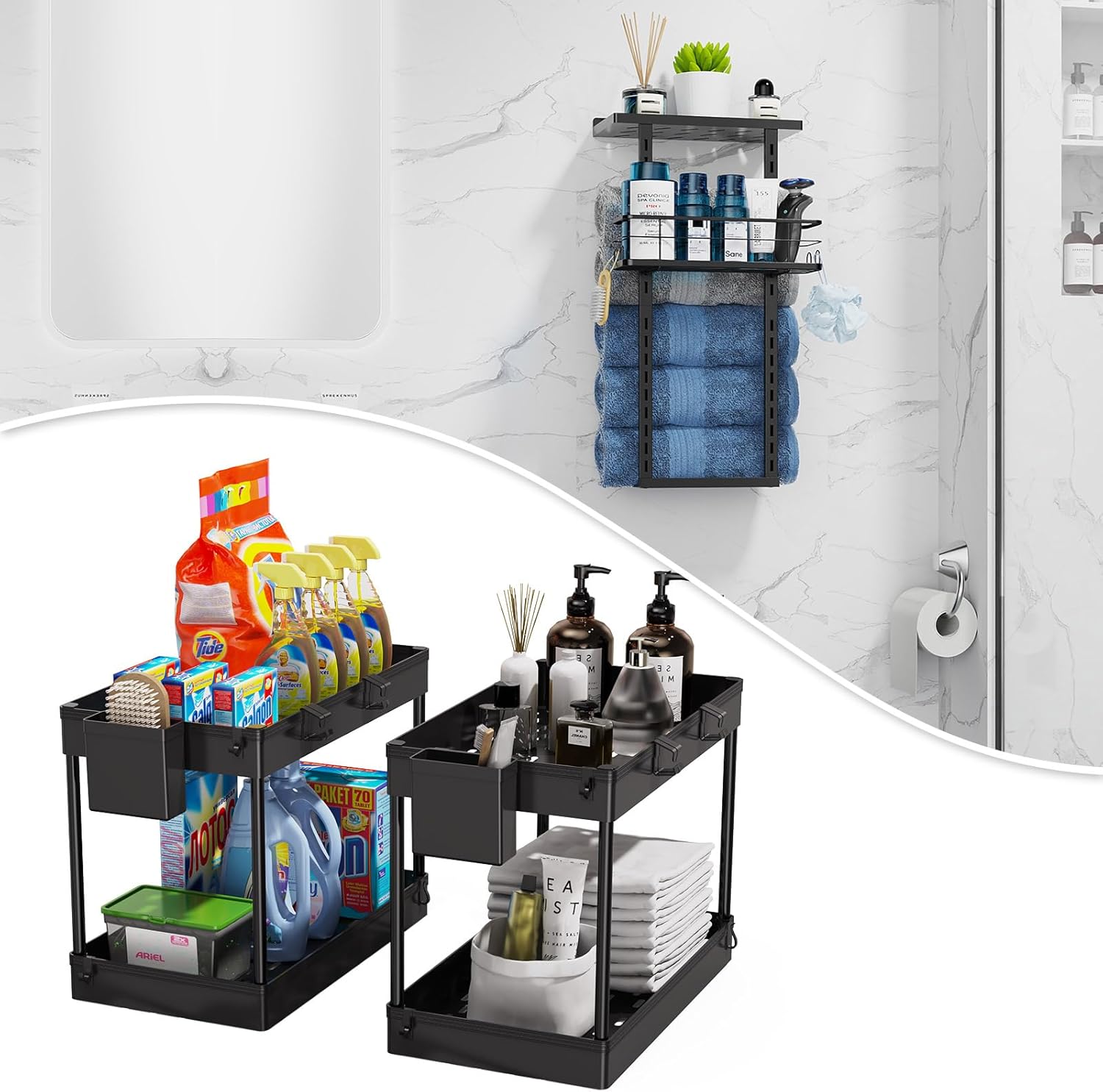 Amazon.com - Johamoo Bathroom Organizer Under Sink & Towel Rack Set