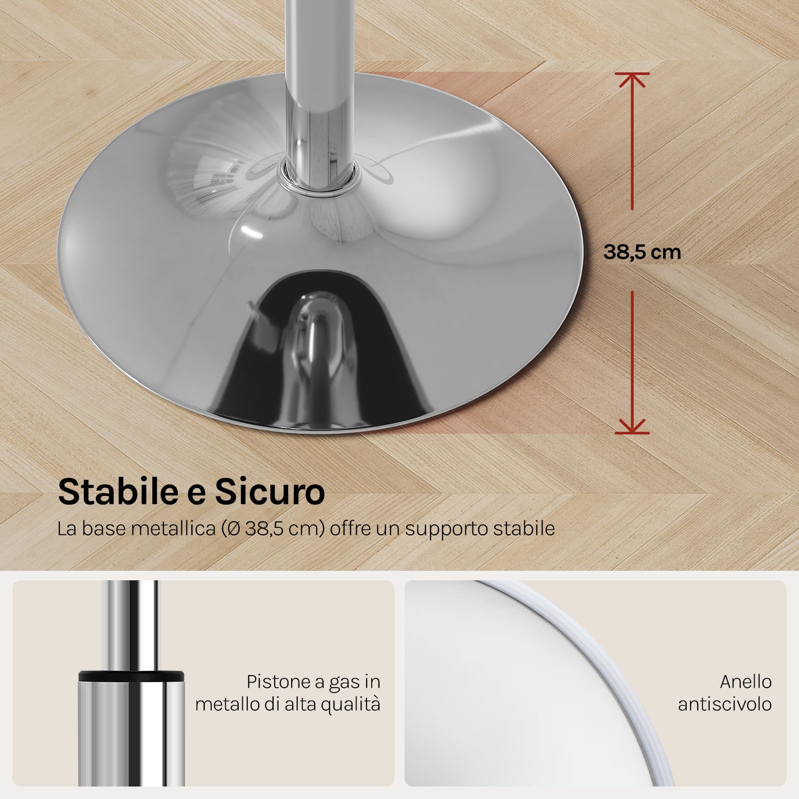 WOLTU Sgabello da Trucco Rotondo Girevole Regolabile in Altezza, Sgabello Imbottito per Toeletta, Sedia da Cucina in Pelle Sintetica, Altezza Seduta 54-69 cm, Bianco