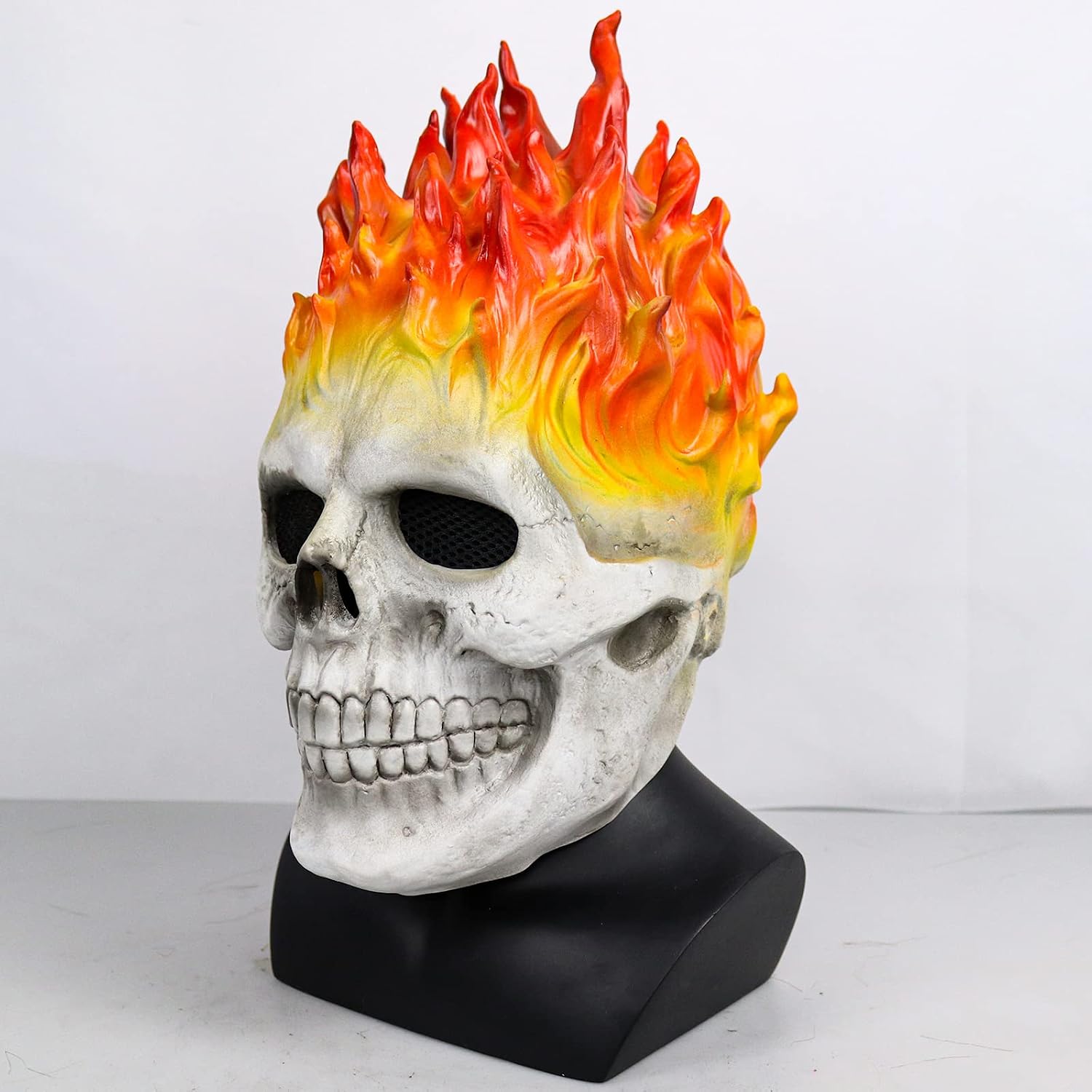 Bulex Scary Skull Mask Flaming Skull Cosplay Horror Demon Costume Adult Realistic Latex Halloween Full Head Skull Mask