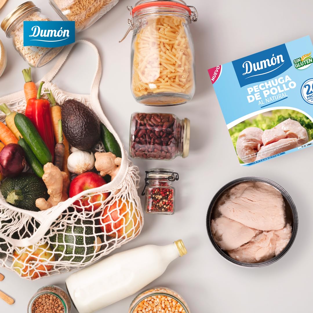DUMON Conserva Pechuga de Pollo al Natural 12x155g 26g Proteína Sin Gluten Sin Grasa Sin Lactosa