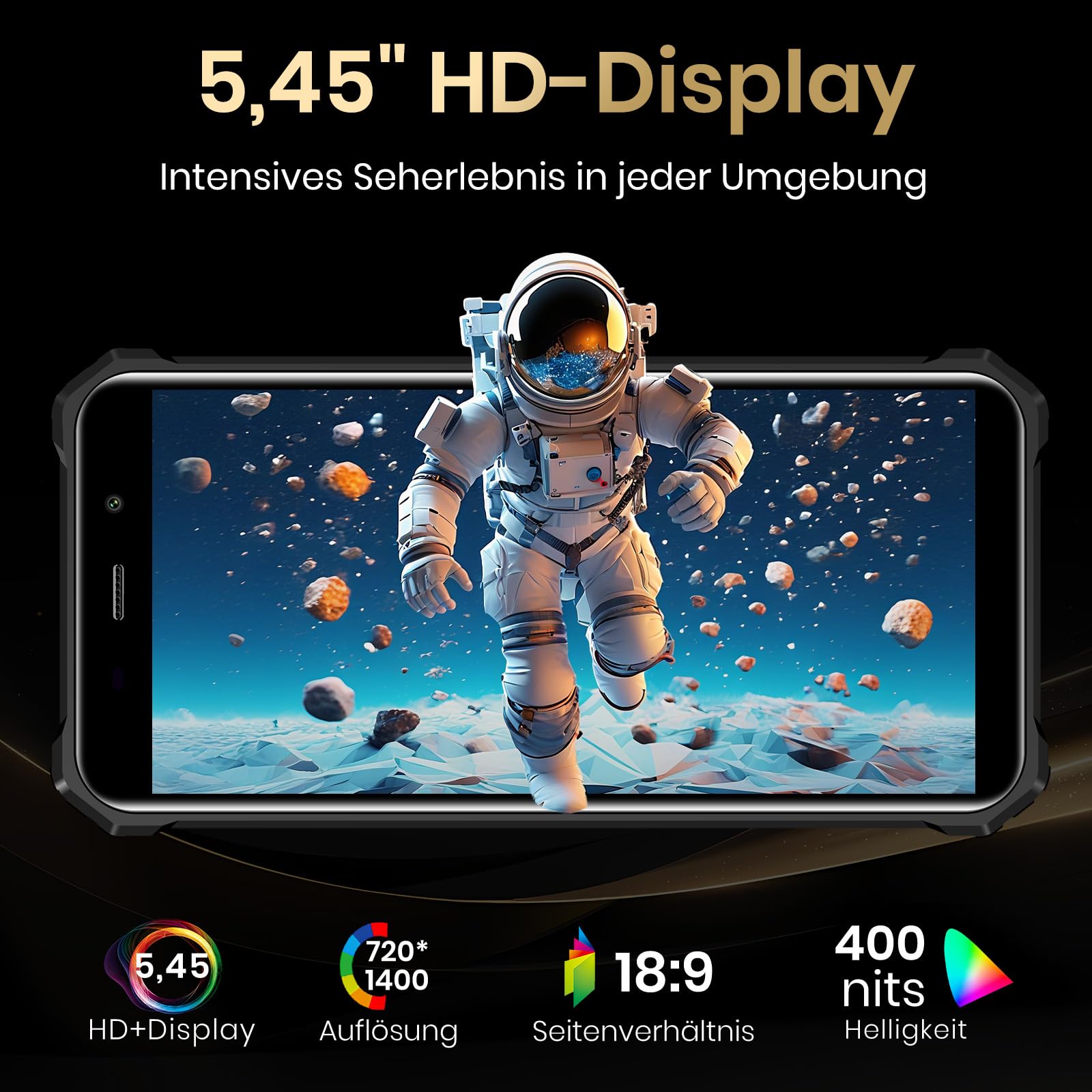 FOSSiBOT F101P Smartphone outdoor 10600 mAh 5,45" schermo HD Cellulare resistente senza contratto Android 13 7 GB RAM + 64 GB ROM Fotocamera 24 MP Impermeabile Antipolvere 4G Dual Sim IP68/IP69K/OTG