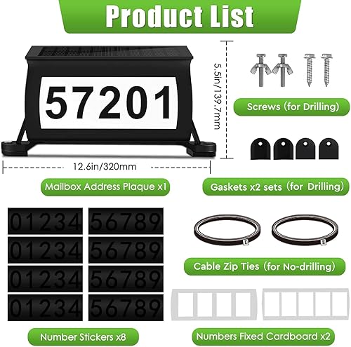 Miniatura 3 de Etetale Letrero de dirección solar, 3 colores en 1, impermeable, para buzón exterior de doble cara emisor de luz, número de casa para señalización