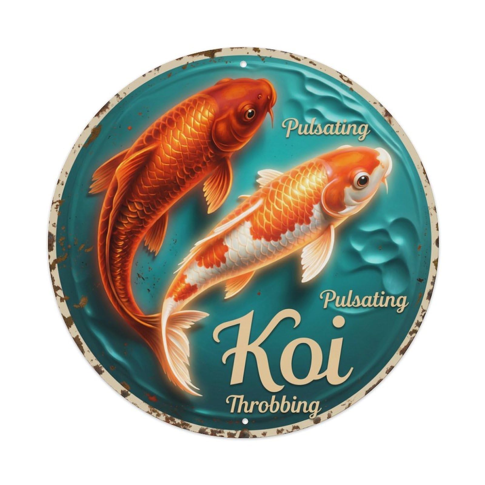 Tgrcjimh Style Metal Tin Sign Koi Fish River Fortune Prosperity Japanese