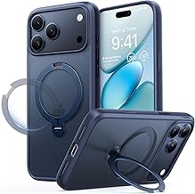 TORRAS Ostand Q3 Spin for iPhone 17 Pro Max Case – 360° Rotating Ring Stand, Camera Button Guard, 12FT Drop Protection, Compatible with MagSafe for iPhone 17 Pro Max Cover – Blue