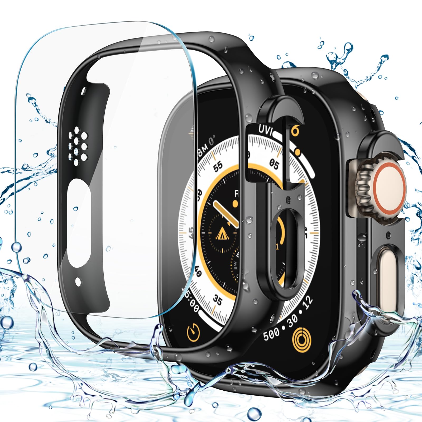 Misxi [2+2 Pack] Case for Apple Watch Ultra 3 / Ultra 2 / Ultra 49mm, Hard PC Bumper + Tempered Glass Screen Protector [with Auto Alignment Tool Kit],