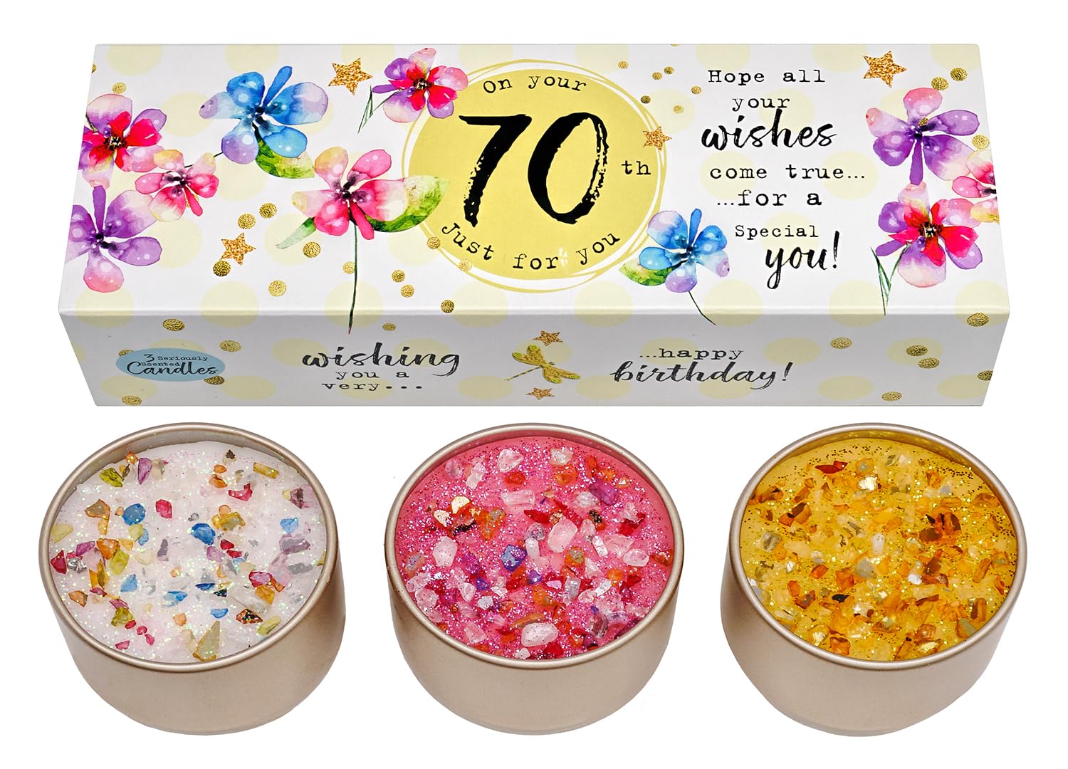Best Kept Secrets Gold Three Lites Birthday Age Decorated Tea Light Candles (70Th)