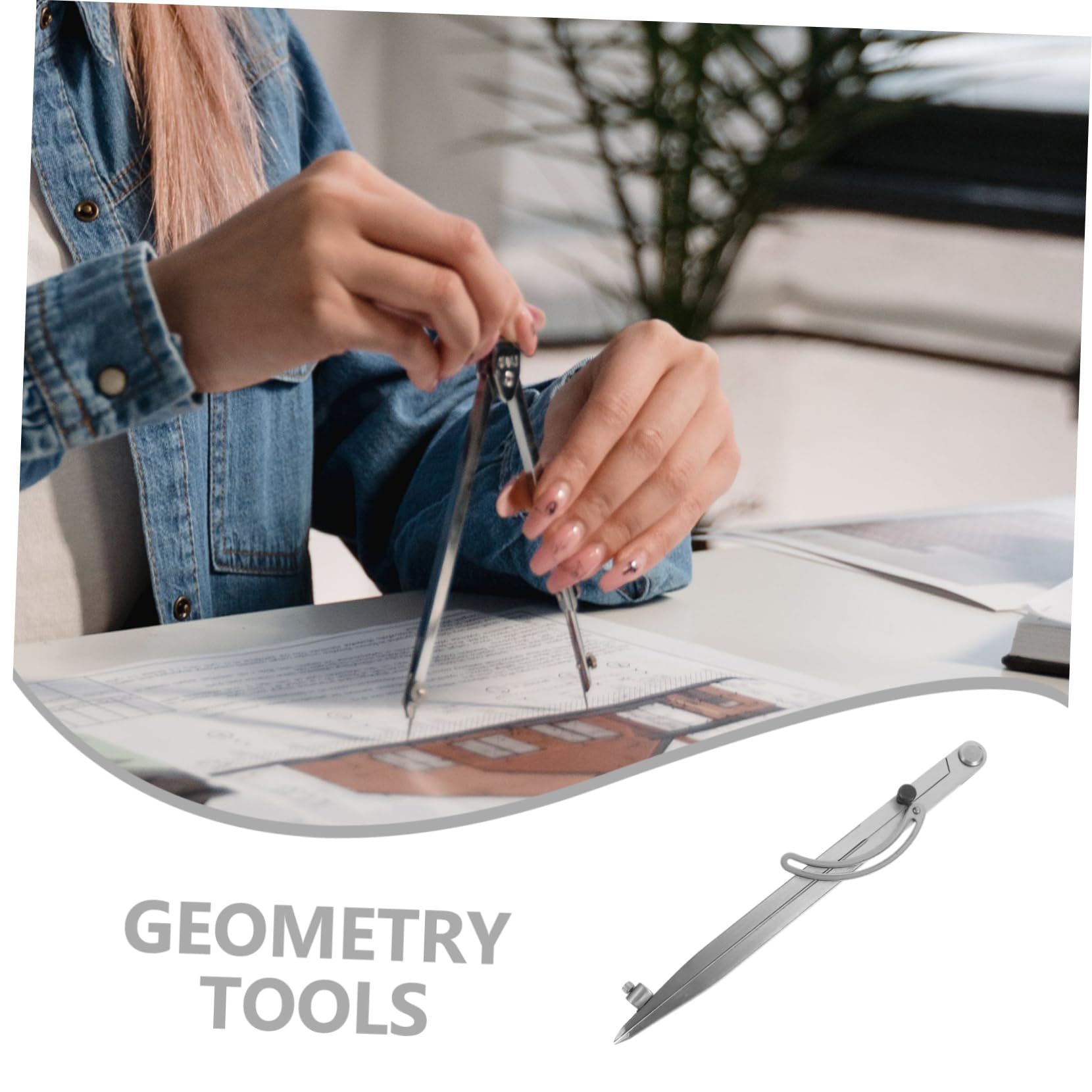 Housoutil 5 Pièces Compas pour Étudiants avec Support de Crayon Outil de Traçage pour Mathématiques Technique et Menuiserie