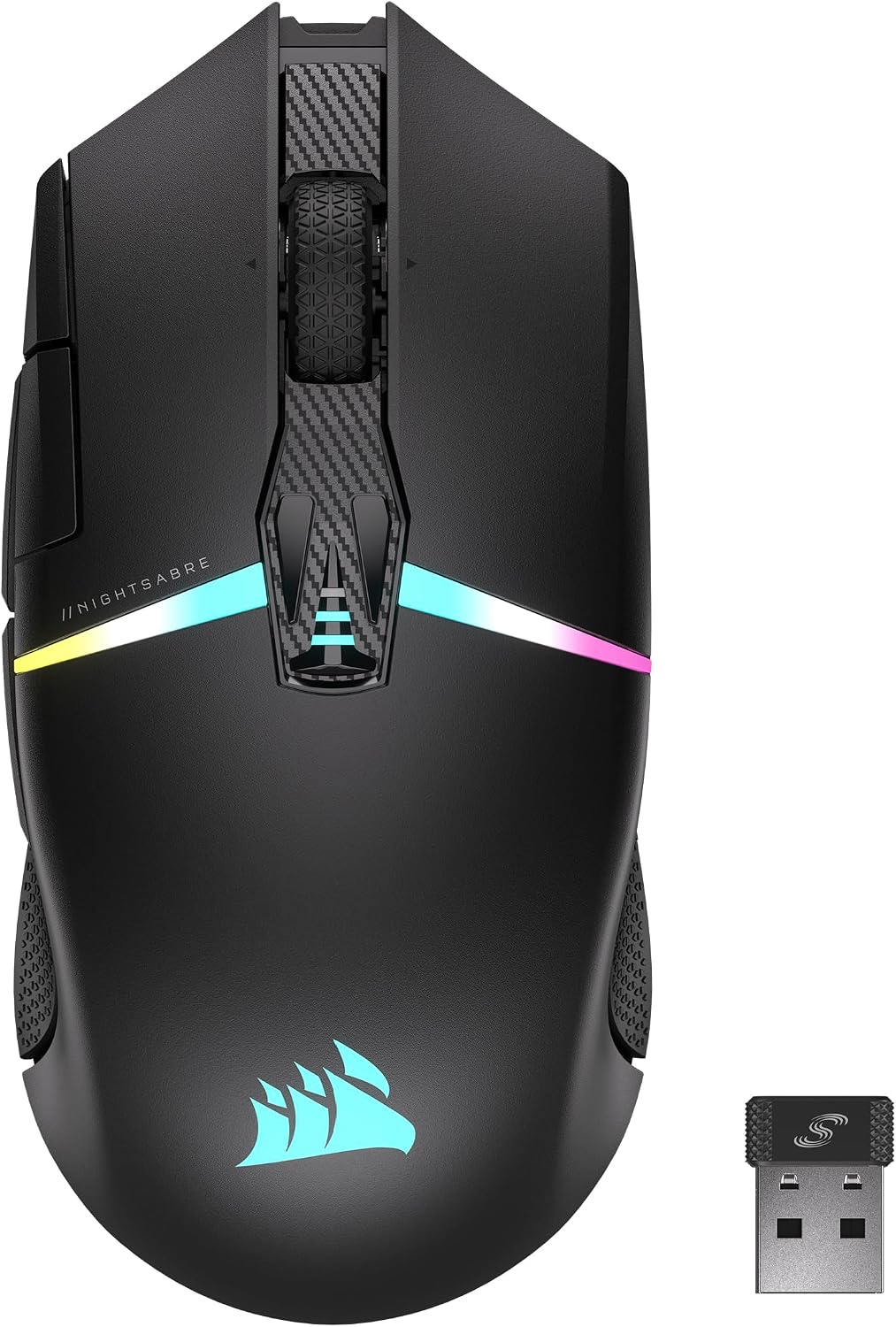 NIGHTSABRE RGB Wireless Gaming Mouse for FPS, MOBA - 26,000 DPI - 11 Programmable Buttons - Up to 100hrs Battery - iCUE Compatible - Black