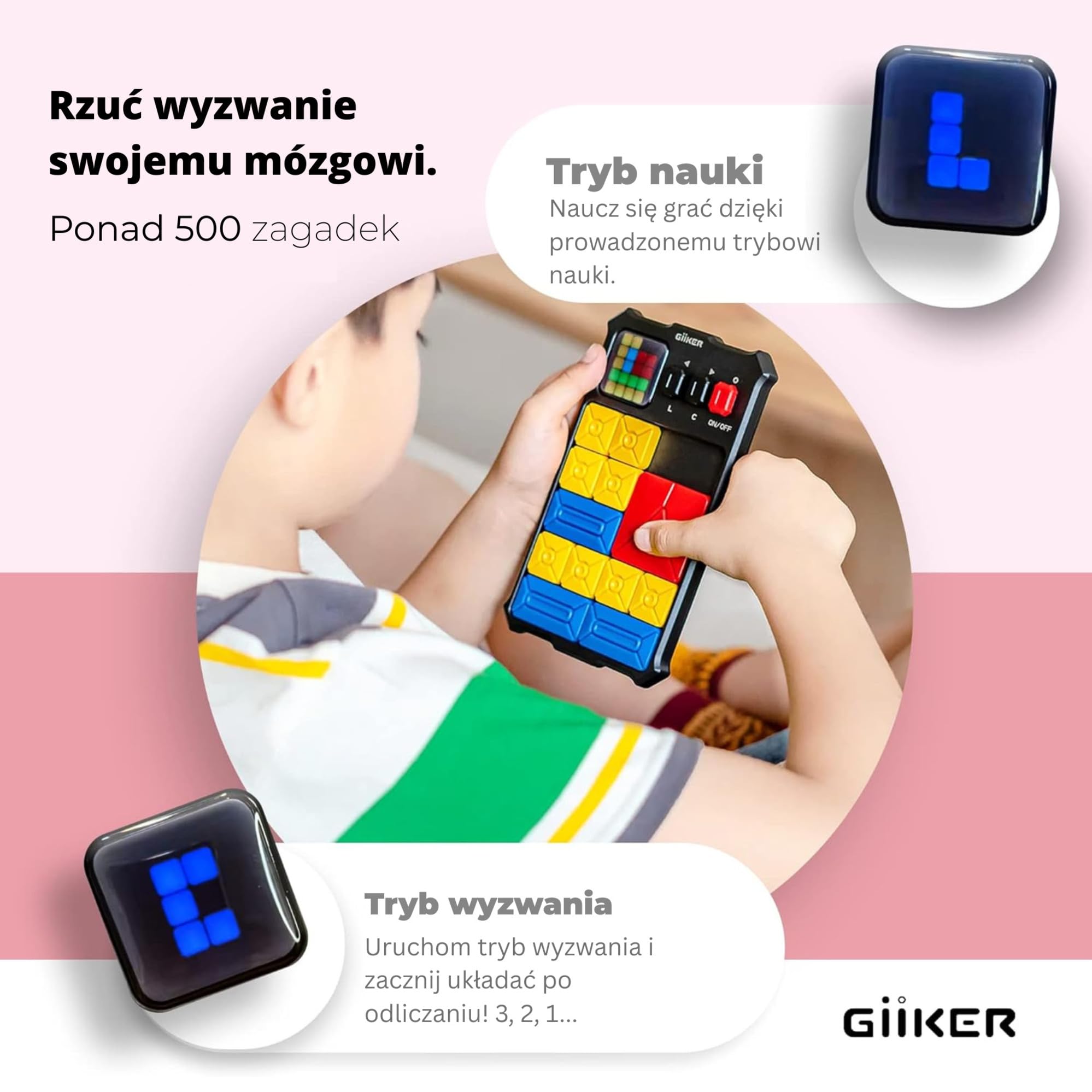 GiiKER Super Slide Puzzle Games, oryginalne puzzle 500+ wyzwań łamigłówka, zabawki dla dzieci i nastolatków, gry podróżne, prezenty urodzinowe dla chłopców i dziewcząt, zajęcia na podróże samochodowe
